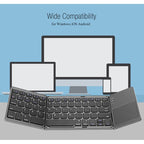 B033 Rechargeable 3-fold foldable 64 Keys Bluetooth Wireless Keyboard with Touchpad (Silver)
