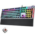 AULA F2088 108 Keys Mixed Light Plating Punk Mechanical Brown Switch Wired USB Gaming Keyboard with Metal Key (Silver)