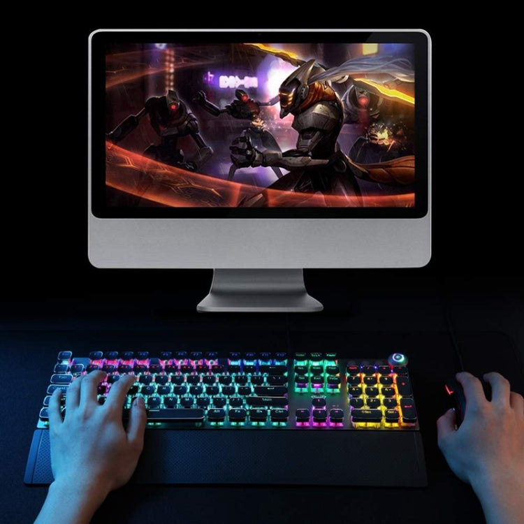 AULA F2088 108 Keys Mixed Light Plating Punk Mechanical Brown Switch Wired USB Gaming Keyboard with Metal Key (Silver)