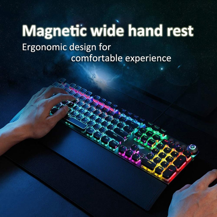 AULA F2088 108 Keys Mixed Light Plating Punk Mechanical Brown Switch Wired USB Gaming Keyboard with Metal Key (Silver)