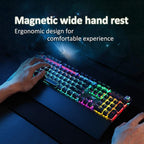 AULA F2088 108 Keys Mixed Light Plating Punk Mechanical Brown Switch Wired USB Gaming Keyboard with Metal Key (Silver)