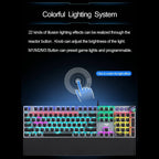AULA F2088 108 Keys Mixed Light Plating Punk Mechanical Brown Switch Wired USB Gaming Keyboard with Metal Key (Silver)