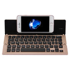F18 Ultra-slim Rechargeable Portable 58 Key Bluetooth Wireless Keyboard with Holder (Gold)