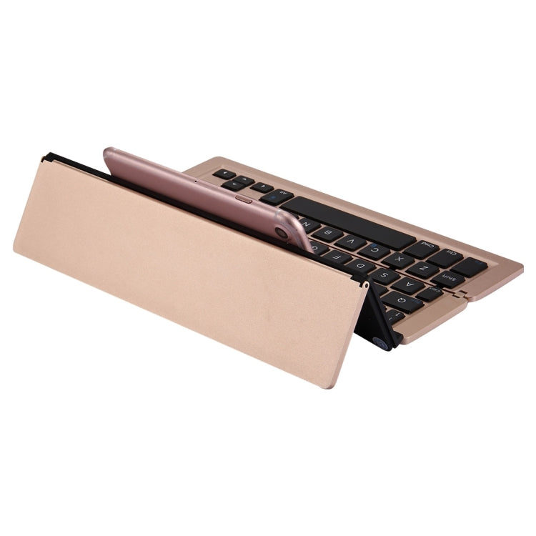 F18 Ultra-slim Rechargeable Portable 58 Key Bluetooth Wireless Keyboard with Holder (Gold)