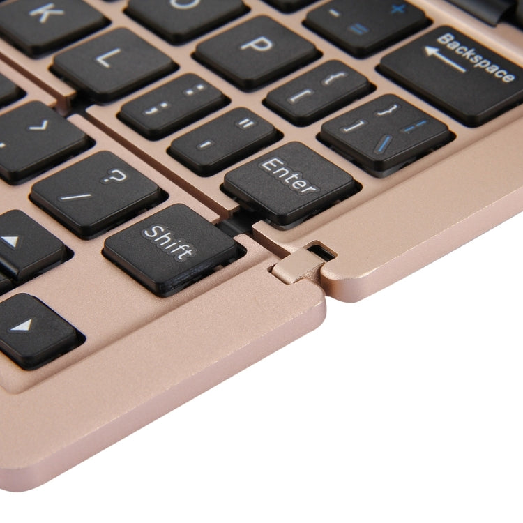 F18 Ultra-slim Rechargeable Portable 58 Key Bluetooth Wireless Keyboard with Holder (Gold)