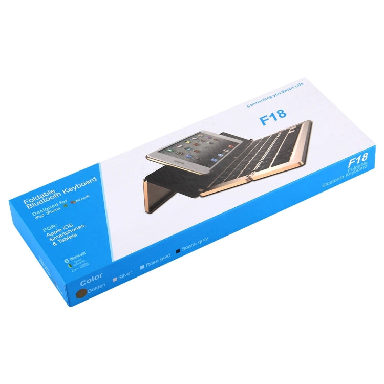 F18 Ultra-slim Rechargeable Portable 58 Key Bluetooth Wireless Keyboard with Holder (Gold)