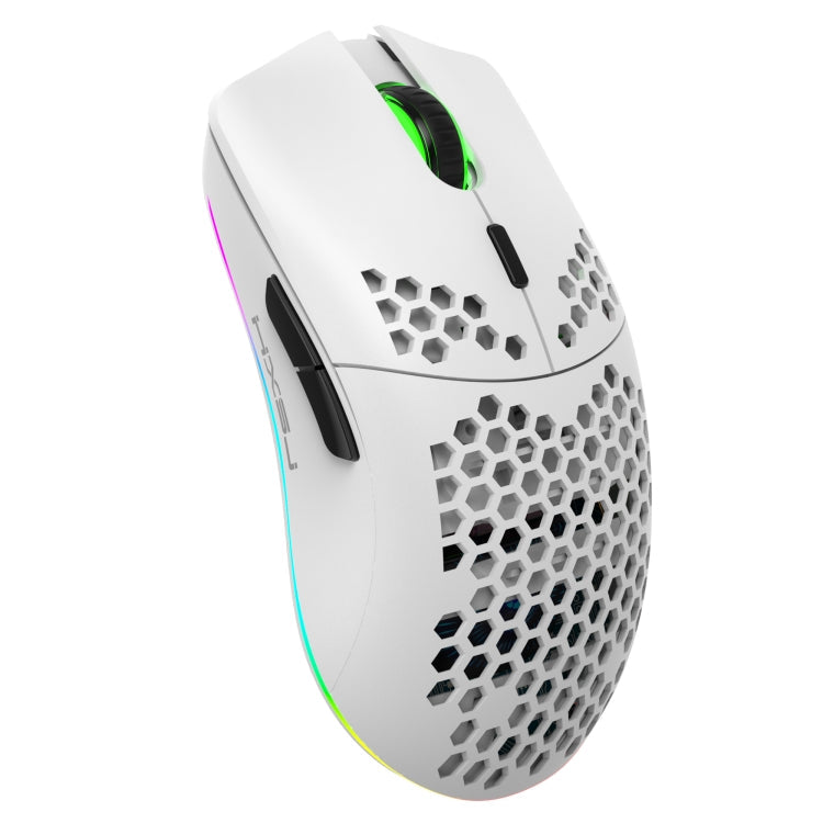 HXSJ T66 7 Button Colorful Lighting Programmable Gaming Wireless Mouse (White)
