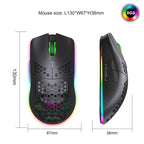 HXSJ T66 7 Button Colorful Lighting Programmable Gaming Wireless Mouse (White)