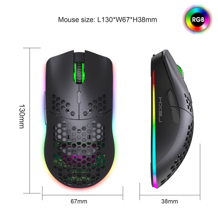 HXSJ T66 7 Button Colorful Lighting Programmable Gaming Wireless Mouse (White)