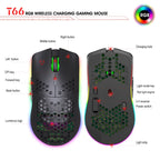 HXSJ T66 7 Button Colorful Lighting Programmable Gaming Wireless Mouse (White)