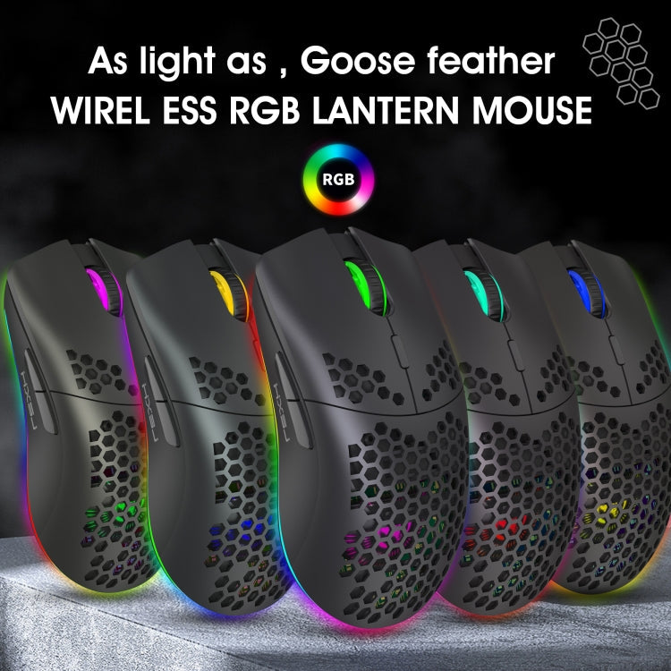 HXSJ T66 7 Button Colorful Lighting Programmable Gaming Wireless Mouse (White)