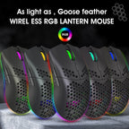 HXSJ T66 7 Button Colorful Lighting Programmable Gaming Wireless Mouse (White)
