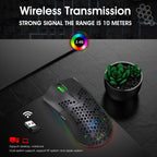 HXSJ T66 7 Button Colorful Lighting Programmable Gaming Wireless Mouse (White)
