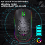 HXSJ T66 7 Button Colorful Lighting Programmable Gaming Wireless Mouse (White)