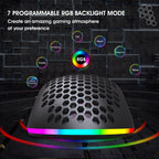 HXSJ T66 7 Button Colorful Lighting Programmable Gaming Wireless Mouse (White)