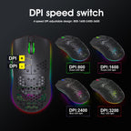 HXSJ T66 7 Button Colorful Lighting Programmable Gaming Wireless Mouse (White)
