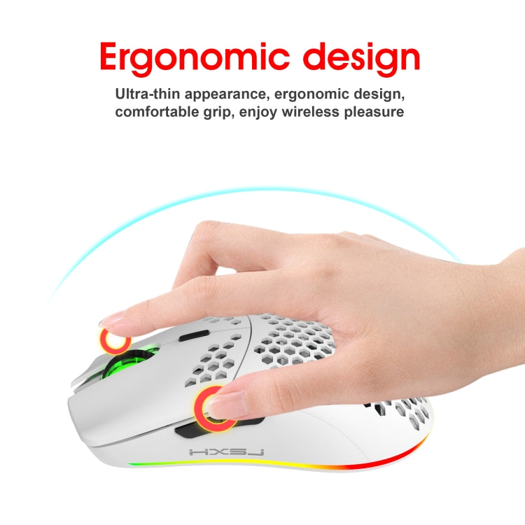 HXSJ T66 7 Button Colorful Lighting Programmable Gaming Wireless Mouse (White)