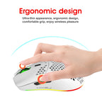 HXSJ T66 7 Button Colorful Lighting Programmable Gaming Wireless Mouse (White)