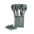 Kitchen utensil set in wood look with soft silicone tips