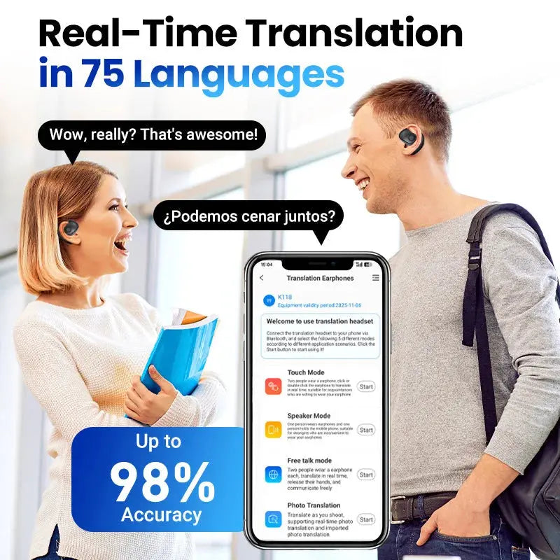 Wireless Bluetooth Translation Earbuds – Real-Time Language Assistance Worldwide