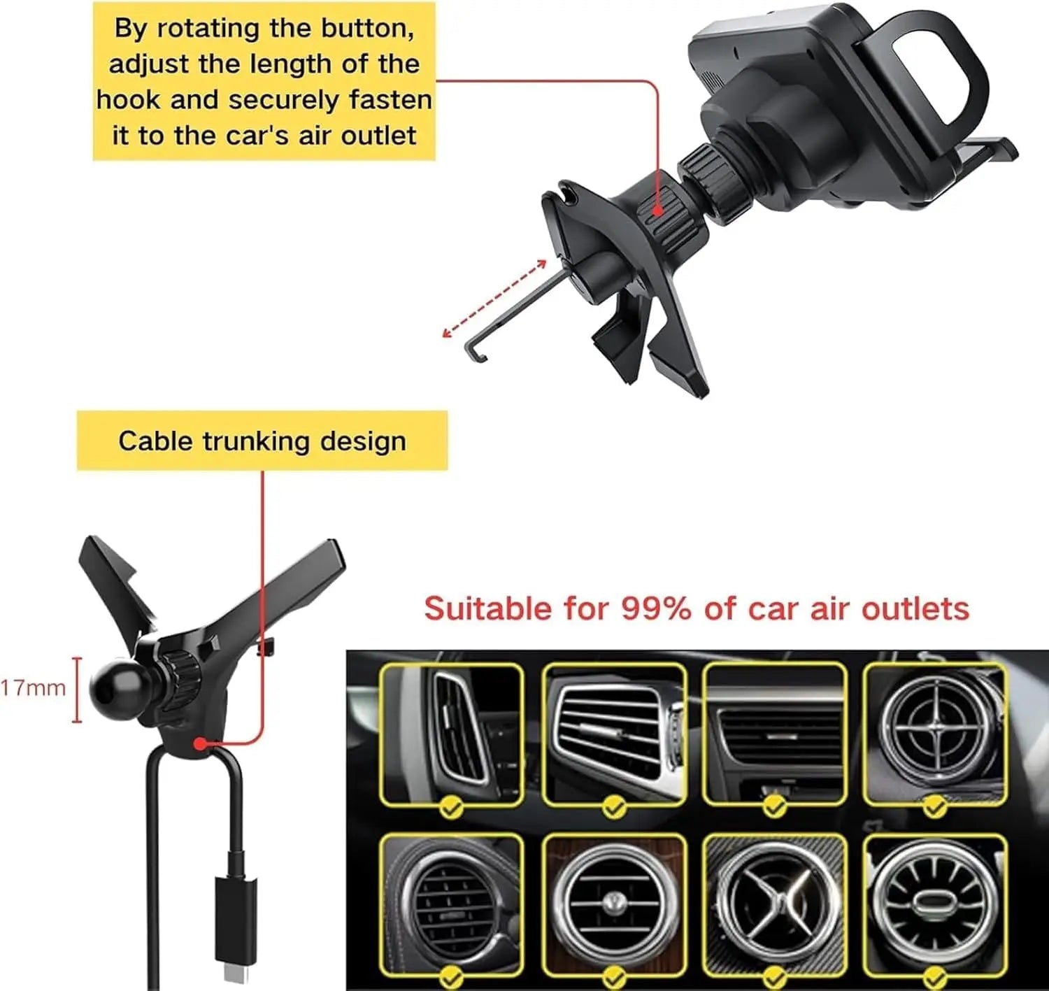Wireless Phone Holder for Car with Fast Charging