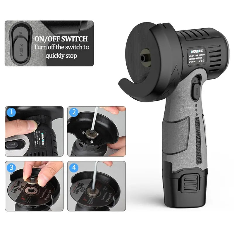 Cordless Mini Angle Grinder with Cutting Disc