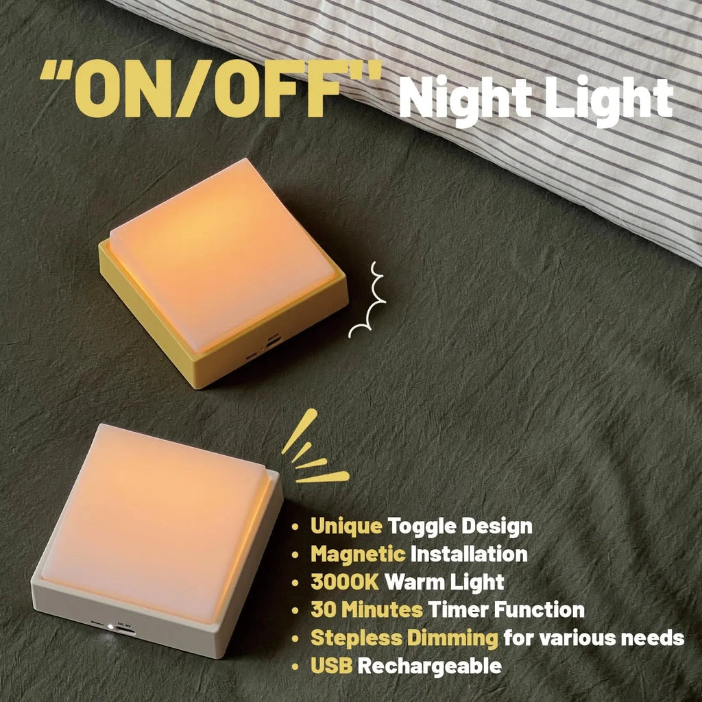 Wireless dimmable night light – Rechargeable with timer & magnet attachment