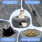 Cat tunnel bed made of wool felt – Play and retreat space