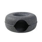Cat tunnel bed made of wool felt – Play and retreat space