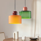 Glass light in subtle colors of the kitchen