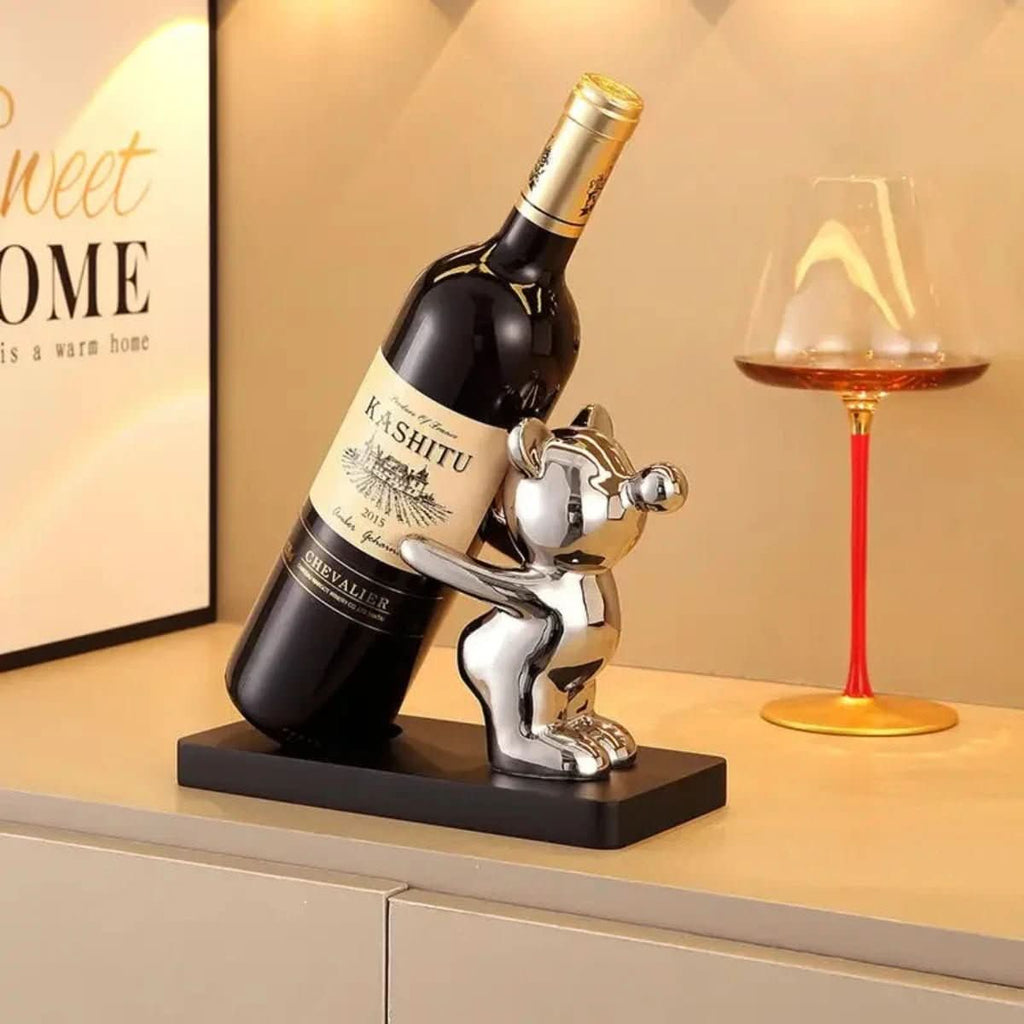 Playful ceramic wine rack in bear design for stylish bottle storage