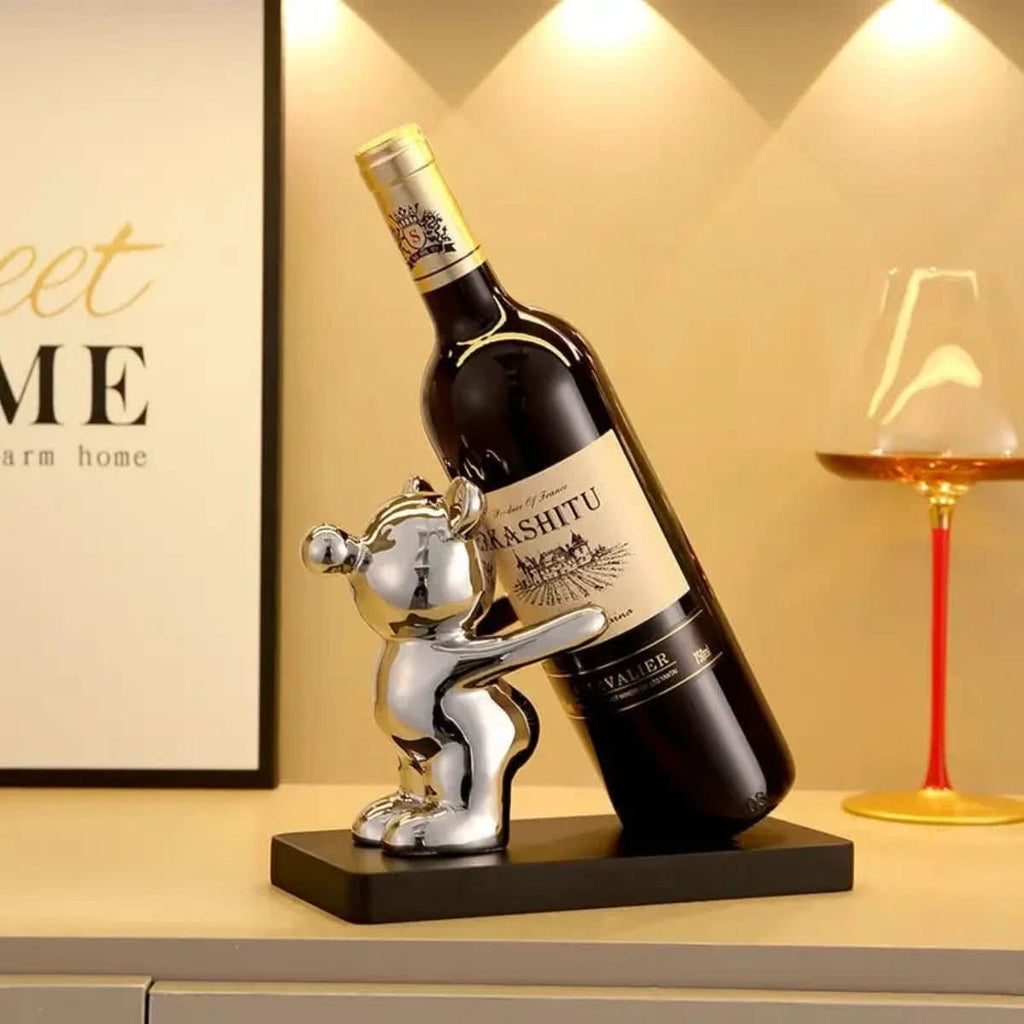 Playful ceramic wine rack in bear design for stylish bottle storage