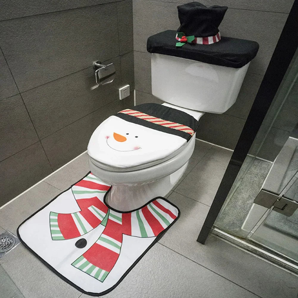 Kerst Toiletbrilhoezen Set met Kerstman – Feestelijke Badkamerdecoratie voor de Feestdagen