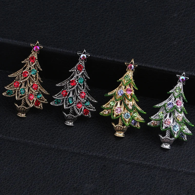 Glaciara Kerstboom Broche – Multicolor Strass Broche voor Vrouwen, Feestelijke Accessoire & Elegant Cadeau