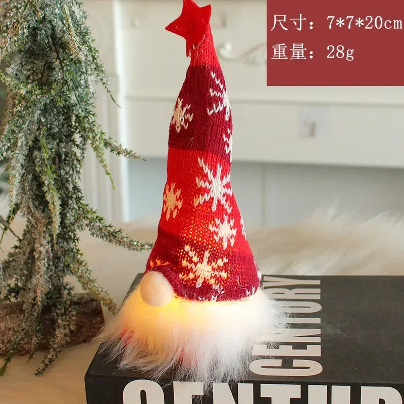 Kerstdecoratie met LED-licht – Gezichtsloze Pop van Pluche voor Sfeervolle Feestdagen