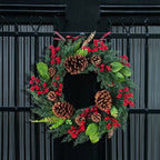 Christmas Wreath with Red Berries and Green Cypress Leaves – Perfect Seasonal Decoration