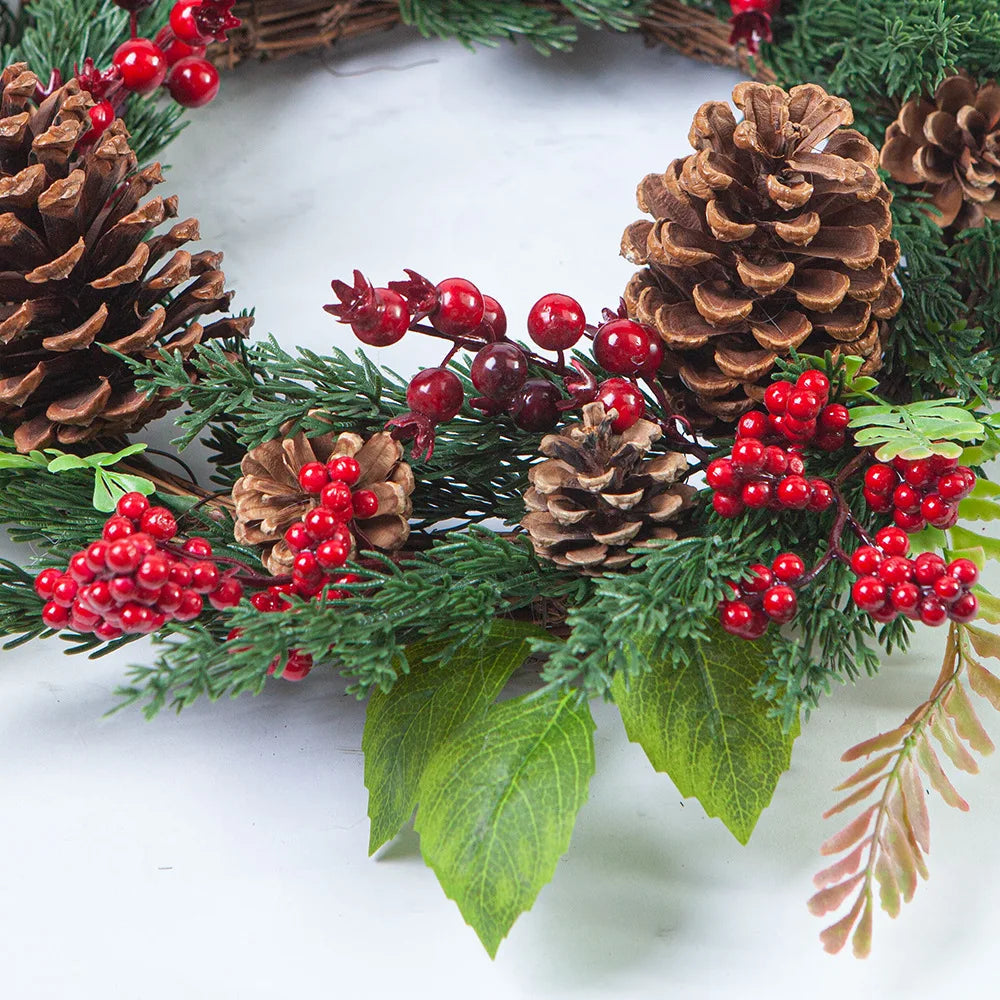 Christmas Wreath with Red Berries and Green Cypress Leaves – Perfect Seasonal Decoration