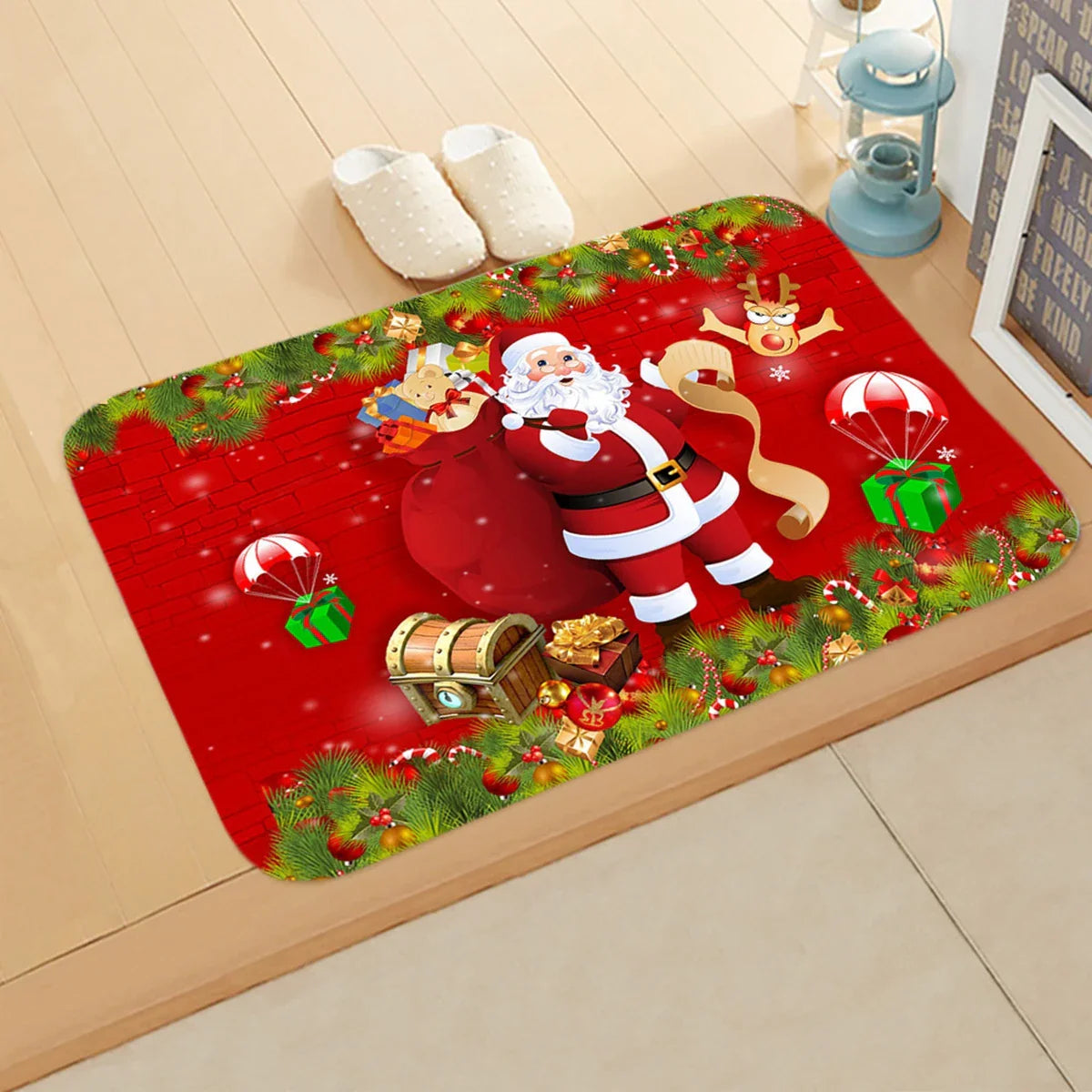 Kerstmat met Kerstman – Feestelijke Deurmat voor Binnen en Buiten