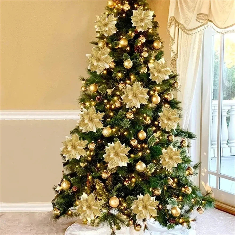 Floravine Christmas Flowers – Luxury Artificial Flowers in Red, Pink and Gold for Party Decoration