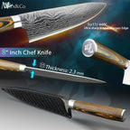 Santoku Japanese Professional Chef Knife 8 inch High Carbon Stainless Steel