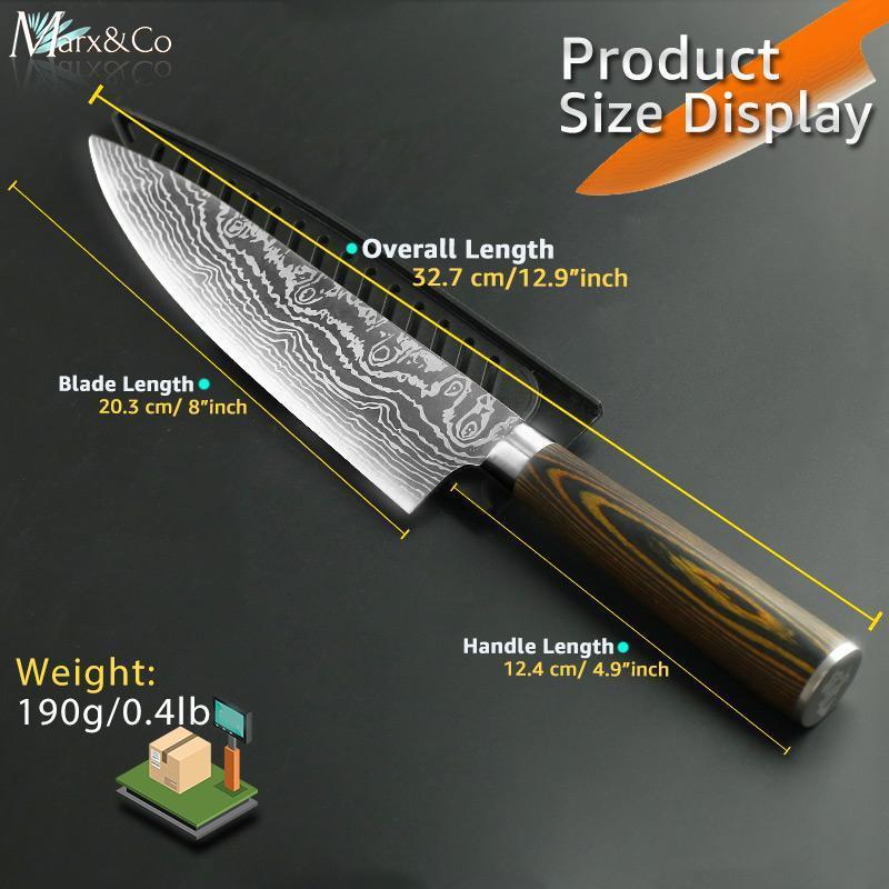Santoku Japanese Professional Chef Knife 8 inch High Carbon Stainless Steel