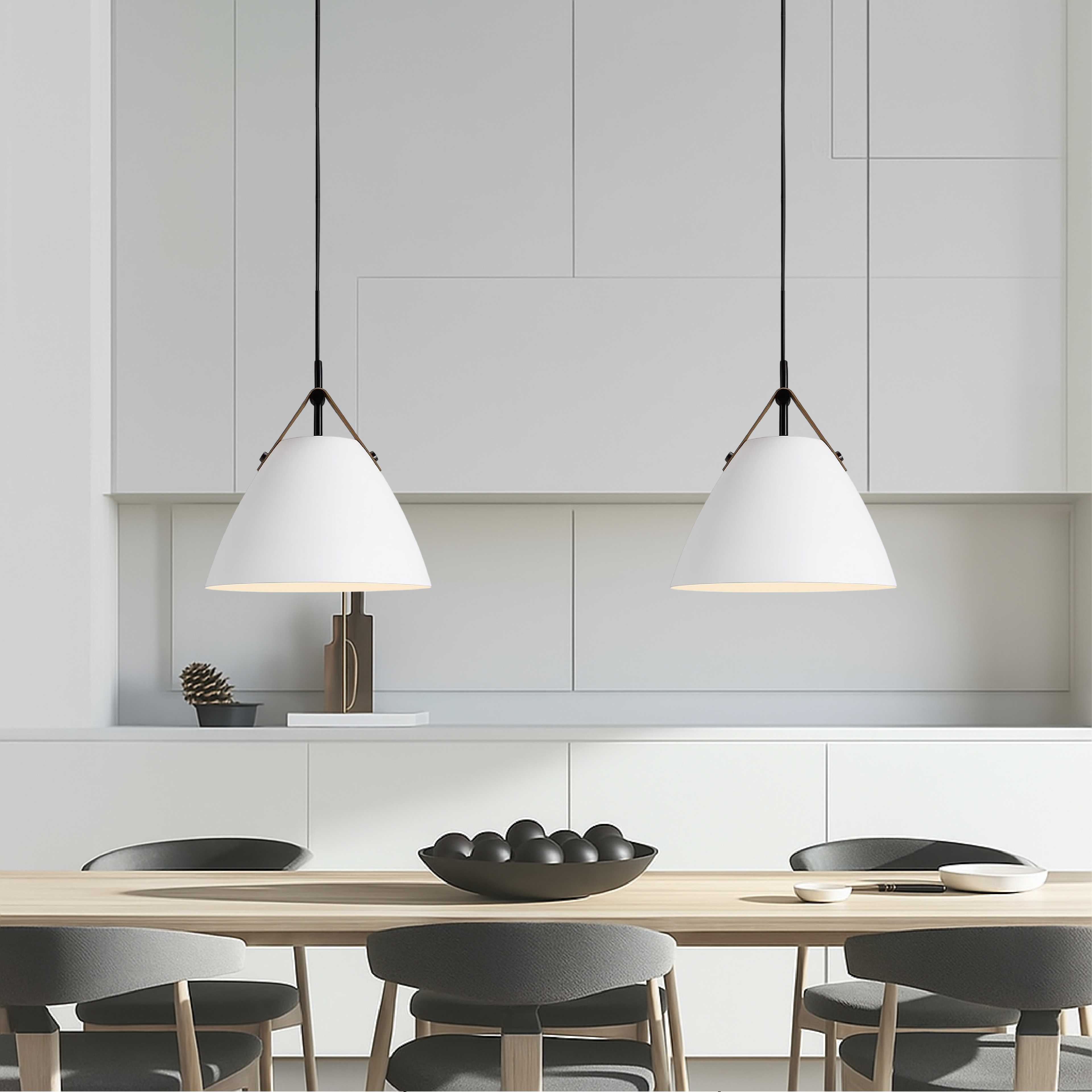 Scandinavian Metal Pendant Lamp with Color Accents and E27 LED Socket