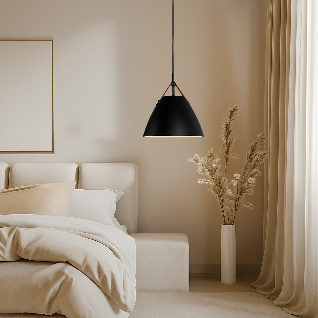 Scandinavian Metal Pendant Lamp with Color Accents and E27 LED Socket