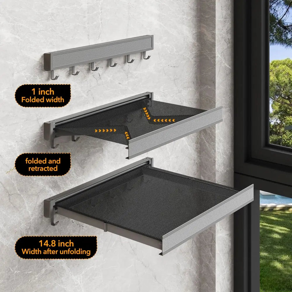 Foldable wall shelf for laundry – space-saving with double drying area