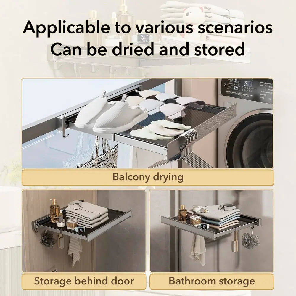 Foldable wall shelf for laundry – space-saving with double drying area