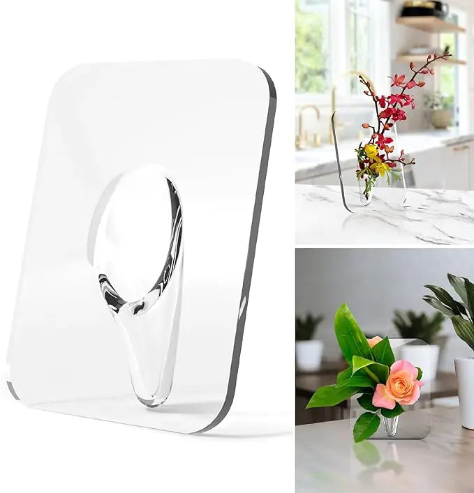 Clear Acrylic Picture Frame Vase – Elegant Home Décor for Single Stems
