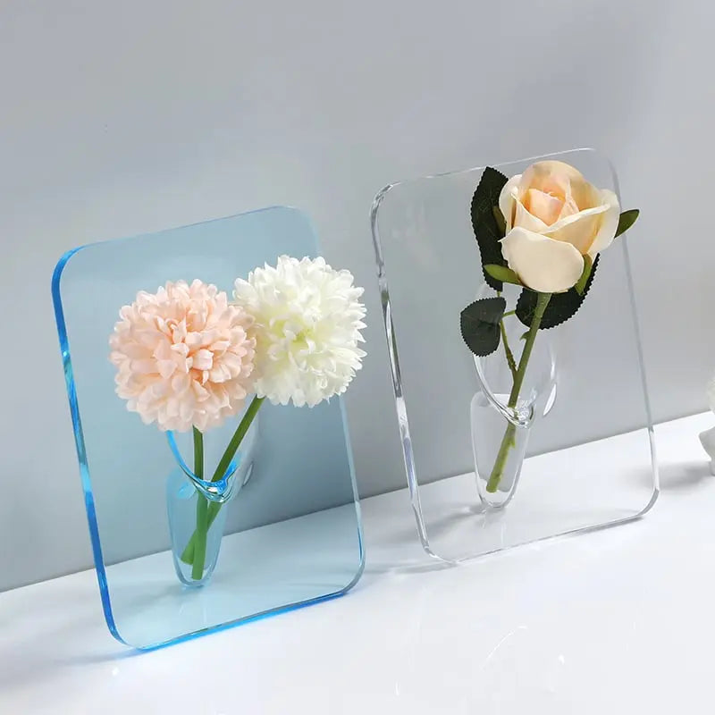 Clear Acrylic Picture Frame Vase – Elegant Home Décor for Single Stems