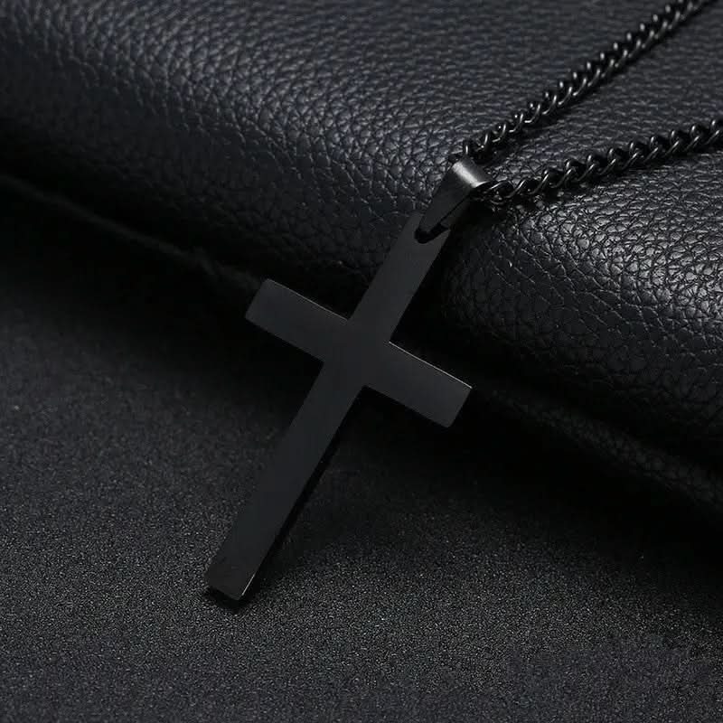 Classic men's necklace with stainless steel cross pendant