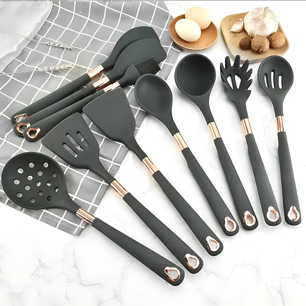EliteCook - 12-piece gold-coated kitchen utensil set