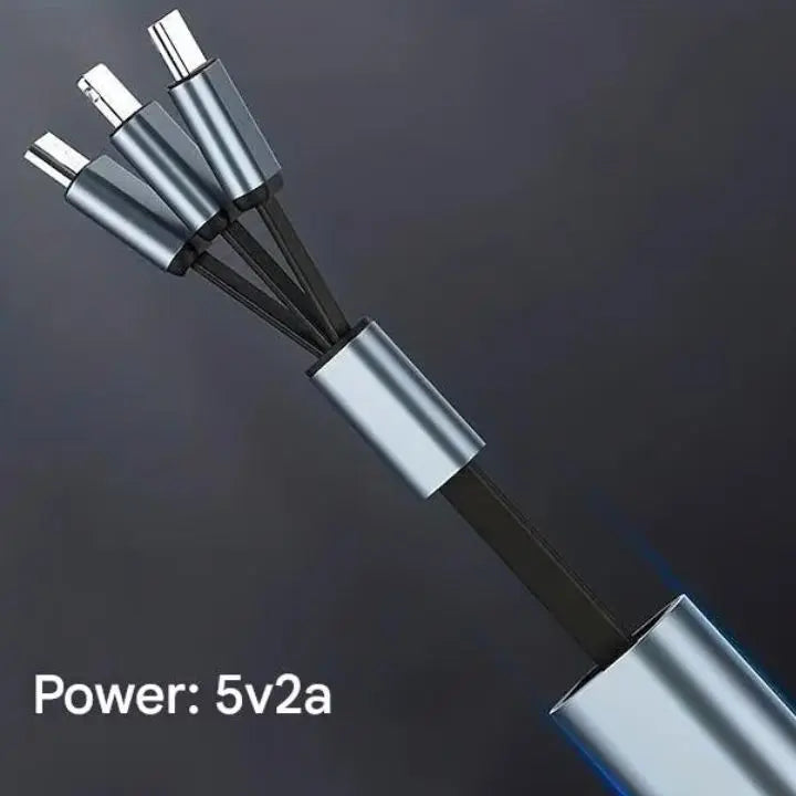 Compact 3-in-1 Fast Charging Cable with Lightning, Micro, and Type-C Connector
